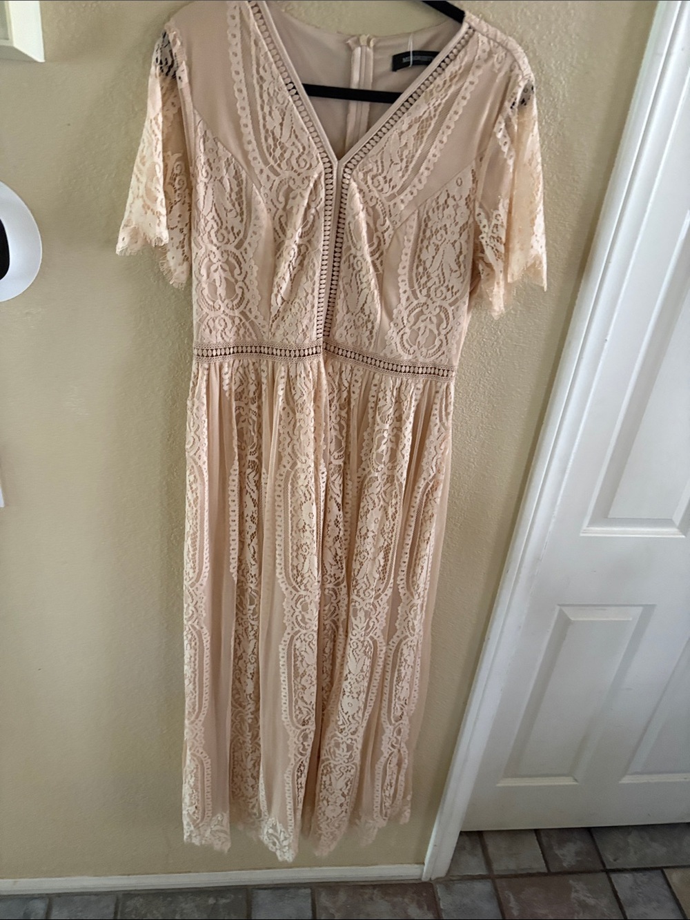 Lace Midi Dress in Blush Pink XL